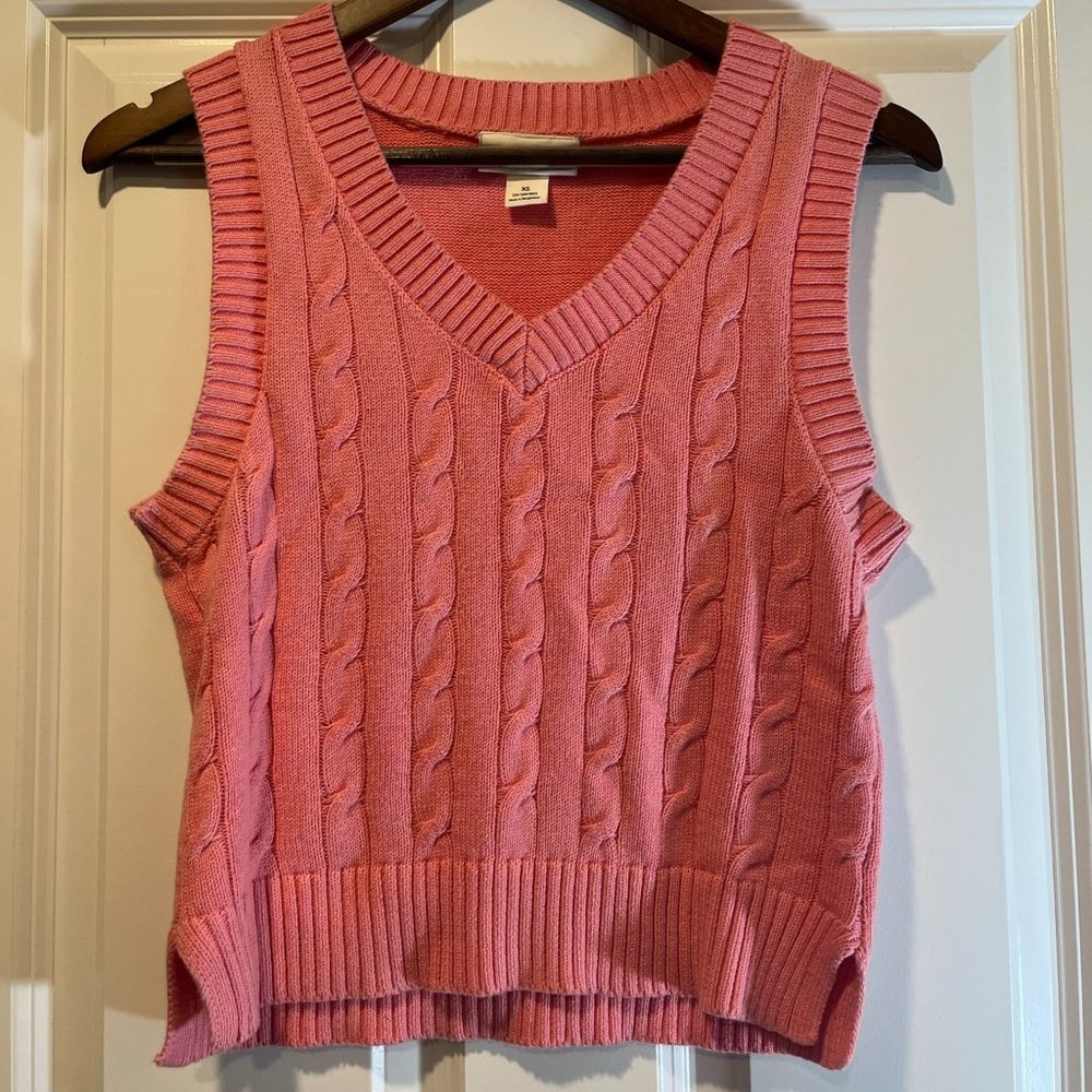 MONKI Pink Sweater Vest Knit Vest - Size XS